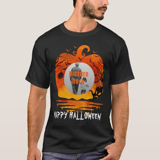 カスタムフォトカボチャのハロウィンギフト Tシャツ (正面)