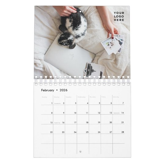 カスタムフォトカレンダー会社のロゴ編集可能 カレンダー (2月 2026)
