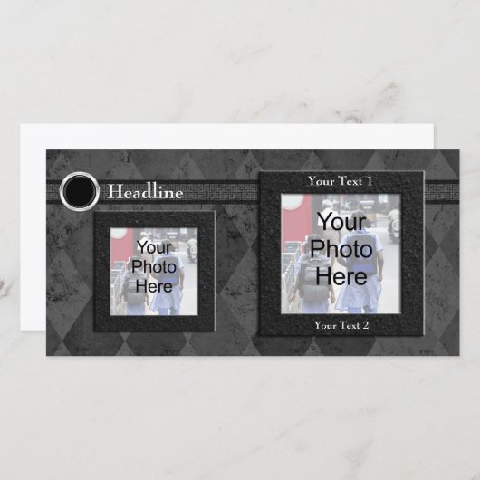 カスタムフォトカード、ブラック結婚またはフォーマルデザイン (正面/裏面)