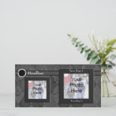 カスタムフォトカード、ブラック結婚またはフォーマルデザイン (スタンド正面)