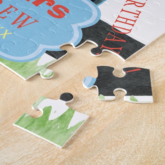 カスタムフォトキッズサッカーのバースデーおもしろいカラフル ジグソーパズル (側面)