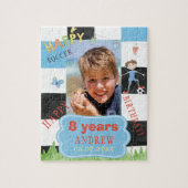 カスタムフォトキッズサッカーのバースデーおもしろいカラフル ジグソーパズル (縦)