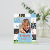 カスタムフォトキッズサッカーのバーチャル誕生日パーティー インビテーションポストカード (スタンド正面)