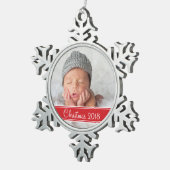 カスタムフォトキープサケホリデーオーナメント スノーフレークピューターオーナメント (右)