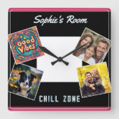 カスタムフォトギャラリーChill Zoneグッドビーブ スクエア壁時計 (正面)