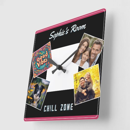 カスタムフォトギャラリーChill Zoneグッドビーブ スクエア壁時計 (傾斜)