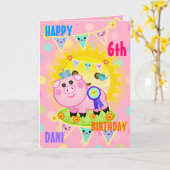 カスタムフォトギルズピグ誕生日カード カード (黄色い花)