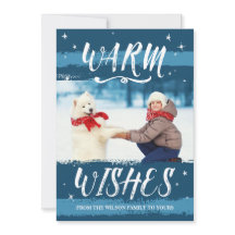 カスタムフォトクリスマスカード |温かいご希望 |青