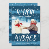 カスタムフォトクリスマスカード |温かいご希望 |青 シーズンカード (正面/裏面)