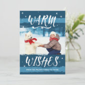 カスタムフォトクリスマスカード |温かいご希望 |青 シーズンカード (スタンド正面)