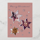 カスタムフォトクリスマススターズフォイルホリデーカード 箔シーズンカード (正面)