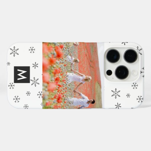 カスタムフォトクリスマススノーフレークスモノグラム Case-Mate iPhoneケース (裏面 (横))
