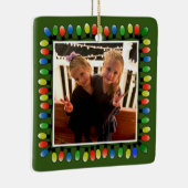 カスタムフォトクリスマスライトを緑の両面に表示 セラミックオーナメント (右)