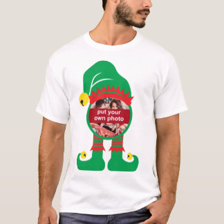 カスタムフォトクリスマス小妖精や小人 Tシャツ