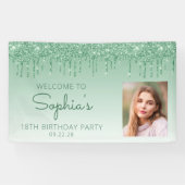 カスタムフォトグリーングリッタードリップ18誕生日 横断幕 (横)