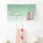 カスタムフォトグリーングリッタードリップ70誕生日 横断幕 (インサイチュ)