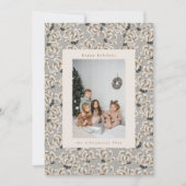 カスタムフォトグレイエレガントアート垂直クリスマス シーズンカード (正面)