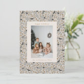 カスタムフォトグレイエレガントアート垂直クリスマス シーズンカード (スタンド正面)