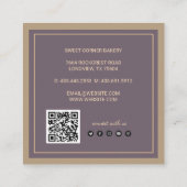 カスタムフォトケーキベーカリーロゴQRコード スクエア名刺 (裏面)