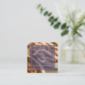 カスタムフォトケーキベーカリーロゴQRコード スクエア名刺 (スタンド正面)