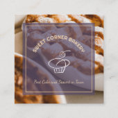 カスタムフォトケーキベーカリーロゴQRコード スクエア名刺 (正面)