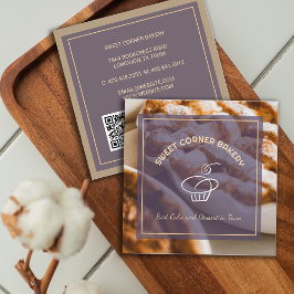 カスタムフォトケーキベーカリーロゴQRコード スクエア名刺