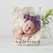 カスタムフォトコラージスクリプトオーバーレイベビー誕生An 案内状 (スタンド正面)