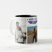 カスタムフォトコラージフラスコ6枚の写真と文字 ツートーンマグカップ (正面左)