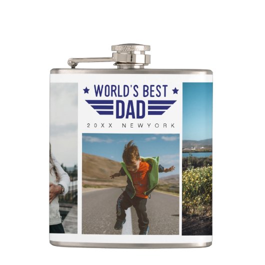 カスタムフォトコラージフラスコ6枚の写真と文字 フラスク (正面)