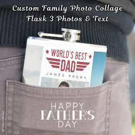 カスタムフォトコラージフラスコ6枚の写真と文字 フラスク