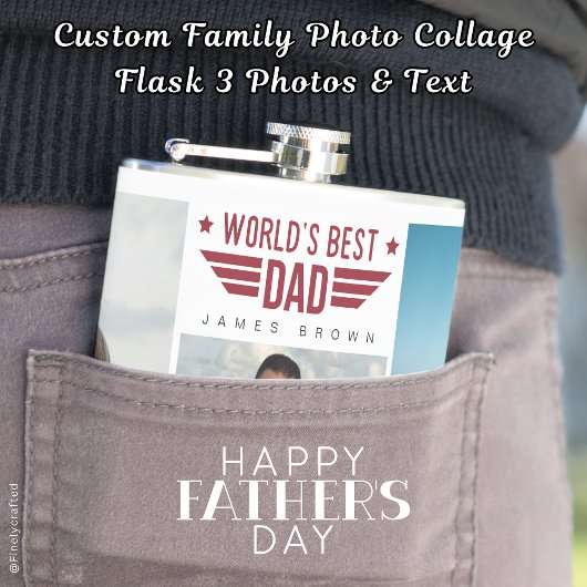 カスタムフォトコラージフラスコ6枚の写真と文字 フラスク