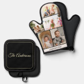 カスタムフォトコラージブラック 鍋つかみ&鍋敷きセット (正面/裏面)