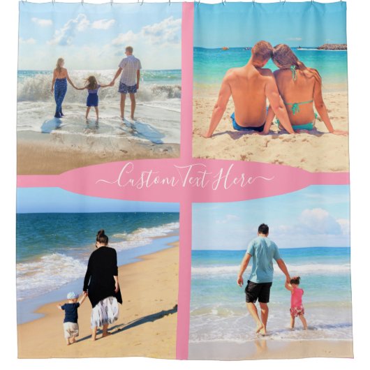 カスタムフォトコラージュと文字シャワーカーテン シャワーカーテン (正面)