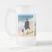 カスタムフォトコラージュと文字自分のデザイン フロストグラスビールジョッキ (左)