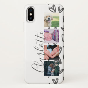 カスタムフォトコラージュのカスタマイズ可能なグレーハート iPhone X ケース