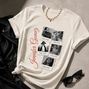 カスタムフォトコラージュシャツ、ガーリーレトロ写真 トライブレンドTシャツ