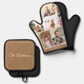 カスタムフォトコラージュシンプルブラウン 鍋つかみ&鍋敷きセット (正面/裏面)