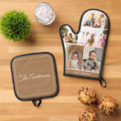 カスタムフォトコラージュシンプルブラウン 鍋つかみ&鍋敷きセット (トップダウン)