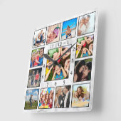 カスタムフォトコラージュスタイリッシュ大理石ファミリベビー スクエア壁時計 (傾斜)