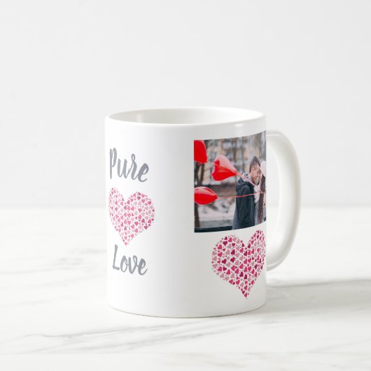 カスタムフォトコラージュハートラブマグ コーヒーマグカップ (正面右)