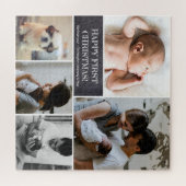 カスタムフォトコラージュパパハッピー初めてのクリスマス ジグソーパズル (横)