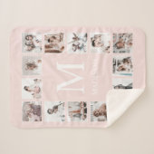 カスタムフォトコラージュパーソナライズされたピンク シェルパブランケット (正面(横))