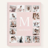 カスタムフォトコラージュパーソナライズされたピンク ノートブック (正面)