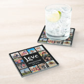 カスタムフォトコラージュパーソナライズされたブラック ガラスコースター (アングル)