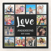 カスタムフォトコラージュパーソナライズされたブラック ガラスコースター (正面)