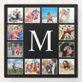 カスタムフォトコラージュパーソナライズされたブラック ガラスコースター (正面)