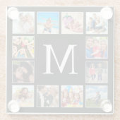 カスタムフォトコラージュパーソナライズされたブラック ガラスコースター (裏面)