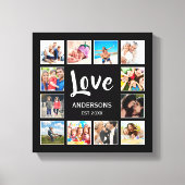 カスタムフォトコラージュパーソナライズされたブラック キャンバスプリント (正面)