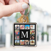 カスタムフォトコラージュパーソナライズされたブラック キーホルダー