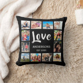 カスタムフォトコラージュパーソナライズされたブラック クッション (ブランケット)